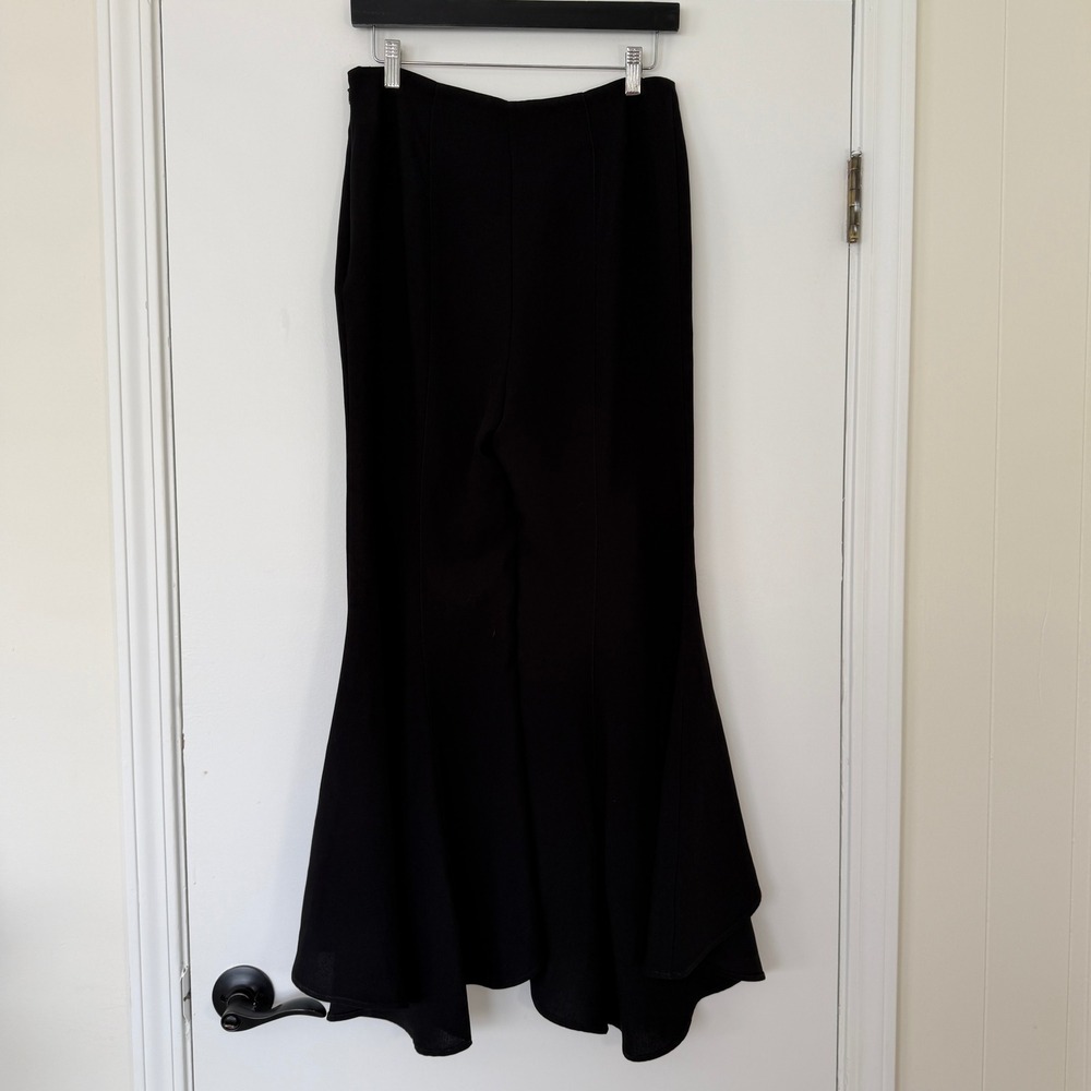Anthropologie Zinnia Flare Trousers Black Tulip Hem Pants Size 8 - Picture 8 of 10
